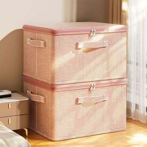 <b>Extra</b>-<b>Large</b> Stackable <b>Storage</b> <b>Box</b> <b>with</b> <b>Lid</b> Multi-Purpose Linen Closet Organizer Bins - Product Image 1