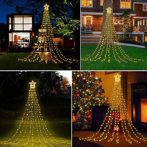 Luz LED de <span class=keywords><strong>cascada</strong></span> para árbol de Navidad, guirnalda de luces LED de estrellas que cambian de color blanco cálido y colorido, 350 LEDs - Product Image 6