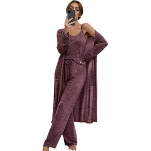 European and American Style Pajamas Stretch Idle Style Suspender Trousers Sleeve Length Outerwear Gown <strong>Pyjamas</strong> for Women - Product Image 5