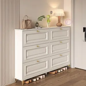 Scarpiera moderna semplice stile crema sottile armadietto per soggiorno mobili scarpiera in legno scarpiera
