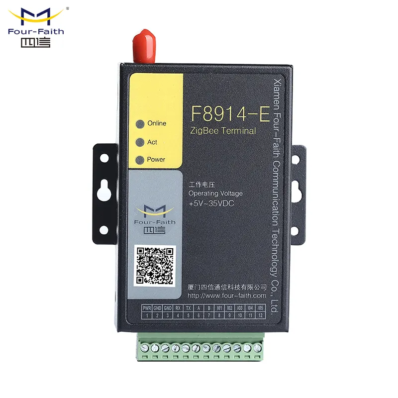 F8914 Seri ZigBee Terminali ZigBee ağ geçidi destekler RS232/RS485 uyumlu dijital 5 I/O kanal, ADC, girişi darbe sayacı