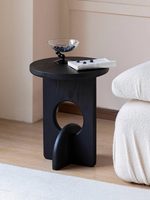 Table basse portable en bois massif de style Wabi-sabi pour la maison et le balcon - Écologique et simple pour un usage domestique