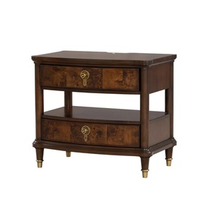 Traditional Style Nightstand Dark Cherry Finish Round <b>Key</b> Knobs Gold <b>Capped</b> Legs Bedroom Storage Drawer - Product Image 2