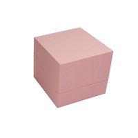 Boîte cadeau carrée rose à couvercle rabattable, insert en mousse noire, logo personnalisé, emballage cosmétique haut de gamme