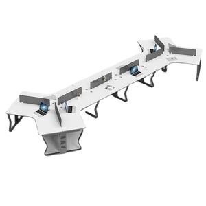 OEM/ODM Custom Made Modern Y Shaped Modular Office Desk 10 Staff Commercial <b>Work</b> <b>Station</b> Table Durable Wooden Panel for Factory - Product Image 1