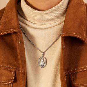 Collier pendentif Vierge Marie <span class=keywords><strong>catholique</strong></span> simple accessoire de collier en acier inoxydable personnalisé à la mode et polyvalent - Product Image 1