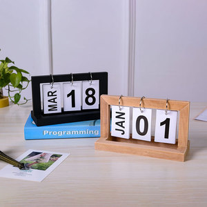 XRJ-WC001 Home Office Page Turning Desk Wood Advent Wooden Christmas Perpetual Calendar Stand <strong>Display</strong> - Product Image 1
