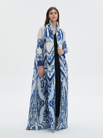 Abaya Dubaï OEM/Personnalisation Turquie, Abaya plissée à col rabattu ouvert sur le devant, Robe modeste pour femmes musulmanes arabes