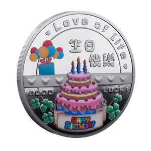 Moneta Commemorativa in Metallo a Tema <span class=keywords><strong>Compleanno</strong></span> con Torta e Palloncino, Souvenir 'Desiderio Realizzato' - Product Image 5