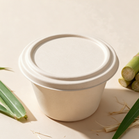 Gobelet à sauce en bagasse de canne à sucre compostable de 2 oz avec couvercle, gobelet à condiments rond jetable biodégradable pour vente en gros à emporter