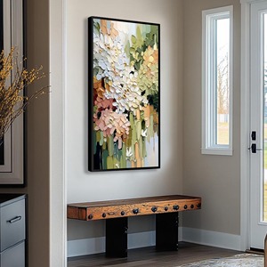 <span class=keywords><strong>Peinture</strong></span> florale texturée, Art abstrait de fleurs blanches en impasto, Décoration vert sauge et rose blush, Grande <span class=keywords><strong>peinture</strong></span> à l'huile moderne au <span class=keywords><strong>couteau</strong></span> - Product Image 5