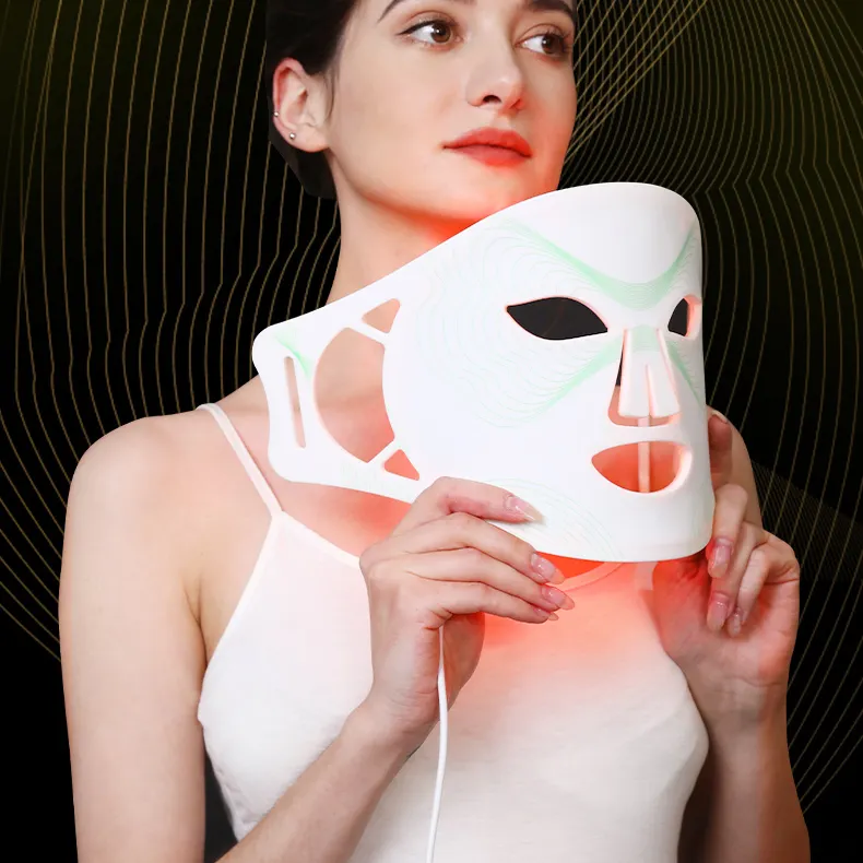 7 in 1 LED Beauty Instrument Portability Infrared Led Mask Silicone Face Lift Device Slipping Mask