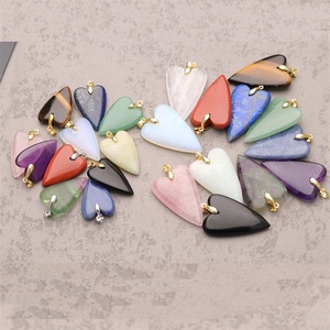 25*48 \ 20*38mm ciondolo cuore grande arcobaleno Fluorite occhio di tigre Lapis cristallo pietra naturale ciondolo cuore - Product Image 4