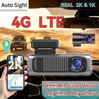 Cámara para Coche 4G con Control Remoto, Doble Lente 2K+1080P, GPS Beidou, Doble Posicionamiento, WiFi, Monitoreo de Estacionamiento, 256GB, DVR, Caja Negra WiFi