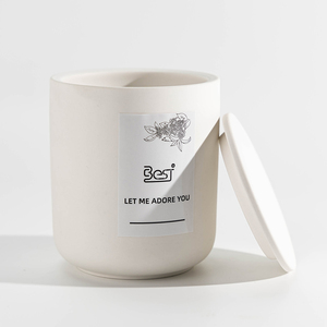 Bắc Âu Tùy Chỉnh Dễ Thương Matte Gốm Nến Tàu Trắng Vòng Nến <span class=keywords><strong>Jar</strong></span> Với Nắp 8Oz 10Oz 12Oz - Product Image 1