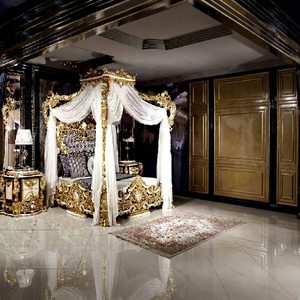 Rococo-muebles de dormitorio tallados a mano, cuatro póster de lujo, tamaño King y Queen, dormitorio francés - Product Image 1