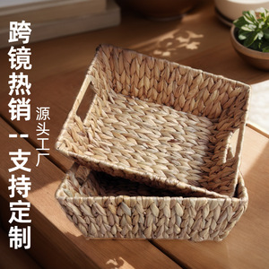 Panier de rangement rectangulaire Bobai fait main en jacinthe d'eau 38x30x14cm pour cuisine, chambre, style nordique, pour table ou armoire - Product Image 4