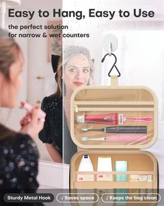 Borsa Cosmetica Impermeabile in Poliestere con Chiusura a Cerniera, Gancio per Appendere e Tasche Multiple per Viaggi - Product Image 3