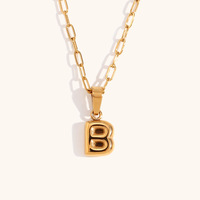 Nueva llegada Simple 18K chapado en oro Color papel Clip cadena colgante globo 26 nombre inicial personalizado burbuja letra collar