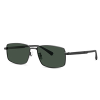 Lunettes de soleil rectangulaires à verres verts pour hommes avec monture fine à double pont, idéales pour la conduite, les trajets quotidiens et les voyages – Pour les acheteurs de magasins d'optique