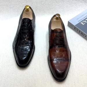 Zapatos Oxford Formales de Negocios de Cuero Genuino para Hombre, Zapatos de Vestir Hechos a Mano de Lujo con Diseño de Estampado, Zapatos de Oficina con Cordones para Boda - Product Image 4