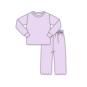 GLP3291 Ensemble personnalisé pour petite fille, rose uni, imprimé, tenues de printemps pour filles, vêtements pour enfants en gros, ensemble festonné pour fille - Product Image 3