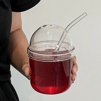 Vente en gros de gobelets à eau en verre réutilisables de 14 oz avec un design mignon, gobelet à bulles de thé avec paille et couvercle