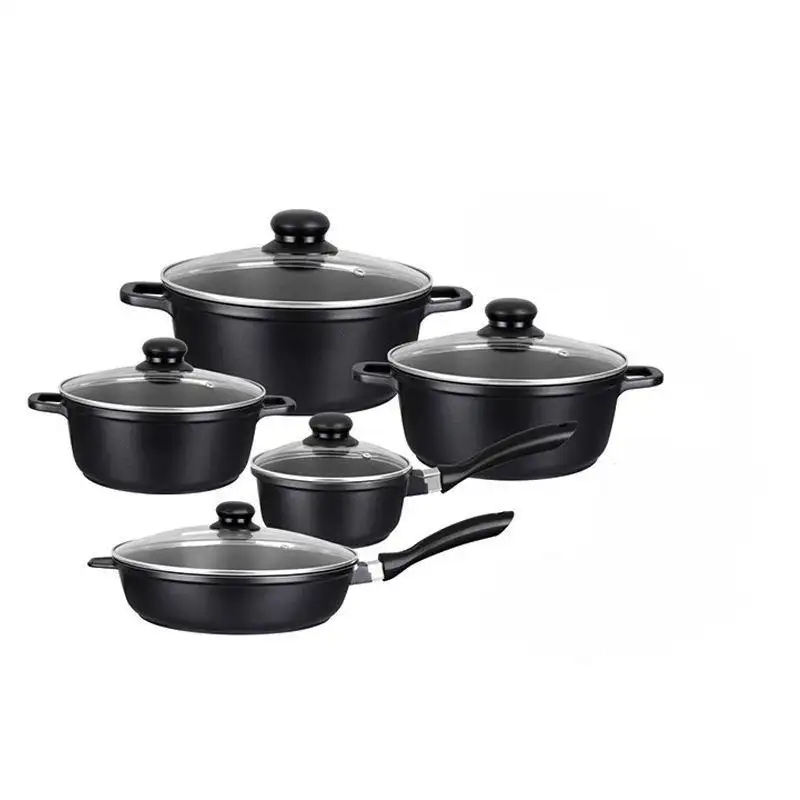 6 PCS 주방 nonstick 캐서롤 돌 대리석 냄비와 팬 알루미늄 nonstick 조리기구 세트 분리형 팬 핸들