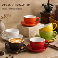 Ensemble tasse et soucoupe en céramique raffinée pour l'art du latte et le service du café, approvisionnement direct usine pour les torréfacteurs de café de spécialité