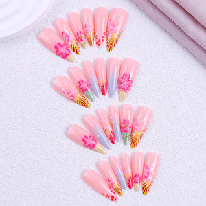 Kit de <span class=keywords><strong>faux</strong></span> <span class=keywords><strong>ongles</strong></span> 3D de luxe personnalisés de haute qualité, vente en gros, courts, carrés, amande, French Manucure, en <span class=keywords><strong>gel</strong></span> souple, à presser - Product Image 3