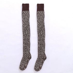 Chaussettes hautes en coton, épaisses et longues, style mode simple, effet froncé, chauffe-jambes d'hiver - Product Image 2