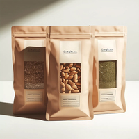 Sachets d'emballage pour snacks, imprimés en héliogravure, anti-odeur, pour aliments gras, sachets en papier kraft à fermeture éclair pour noix de cajou mélangées et céréales