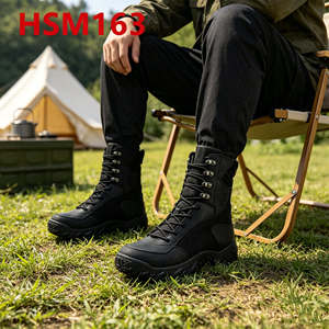 Rwh, botas de combate negras con diseño de cremallera de curva lateral de 8 pulgadas a la venta, botas tácticas de goma acolchadas para exteriores para <span class=keywords><strong>Jordan</strong></span> HSM163 - Product Image 1