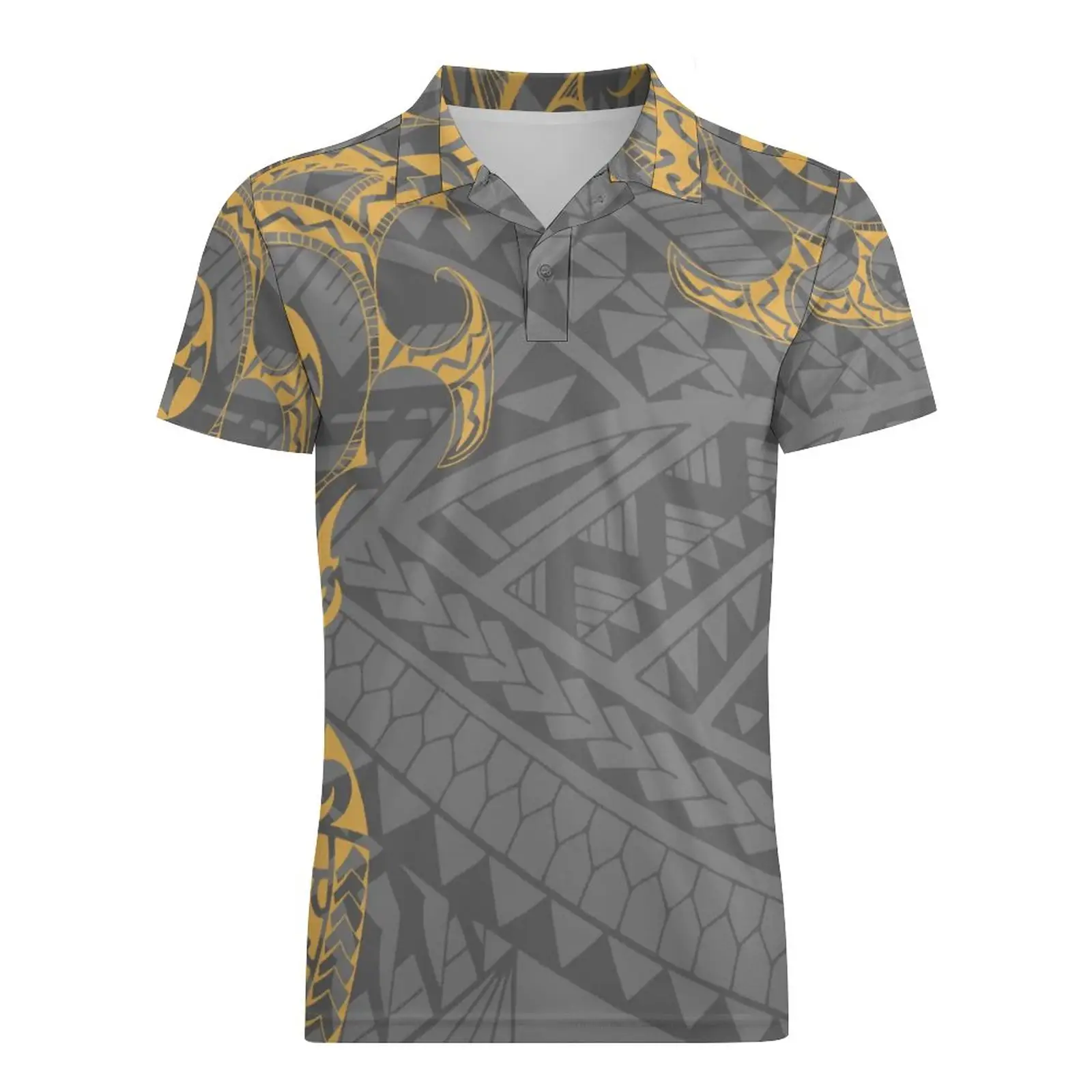 Lege Polo Shirt Custom Print Logo Mannen Big Size Turn-Down Kraag T-shirt Polynesische Tribal Design Ademende Polo shirts