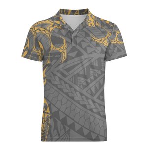 Polo vierge personnalisable avec logo, grande <span class=keywords><strong>taille</strong></span> homme, col rabattu, motif tribal polynésien, respirant - Product Image 1
