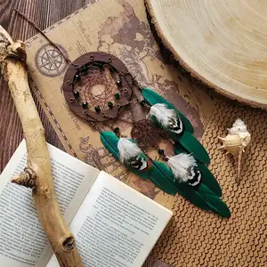 Ловец снов зеленый коричневый морской тематический подарок матросу лучший подарок Ловец снов со стилизованным винтажным компасом