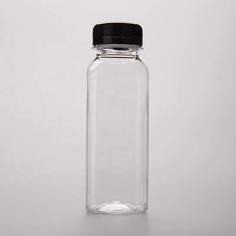 250ml 350ml 400ml 500mlプラスチックジュースボトル四角いジュースプラスチックボトル、ジュース飲料包装用の不正開封防止キャップ付き