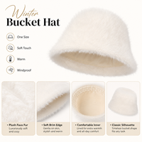 Chapeau Bob Femme en Fourrure de Lapin Rayé Blanc Taille Unique Chaud Coupe-Vent Doux Peluche Hiver Mode Extérieur Voyage Décontracté Quotidien