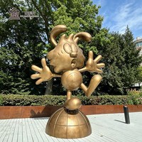 Sculpture de groupe de personnages de dessin animé en bronze sur mesure, statue métallique de personnage de dessin animé pour ornement paysager public de centre commercial et de rue