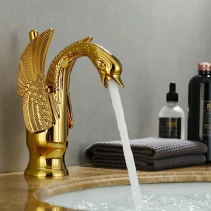 Single Handle Modern Antique Style Gold Finished Bathroom <b>Deck</b> Mounted Basin Brass Tap Tezisn2024304 Tezisn202 - Product Image 3