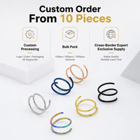 Anneaux de nez à ressort en acier inoxydable de 1,5 boucle, bijoux de piercing corporel géométriques tendance, vente en gros