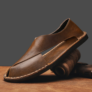 Sandales d'été sportives <span class=keywords><strong>grande</strong></span> <span class=keywords><strong>taille</strong></span> pour hommes, style transfrontalier très populaire, chaussures de conduite à enfiler en <span class=keywords><strong>cuir</strong></span> de vache véritable respirant - Product Image 3