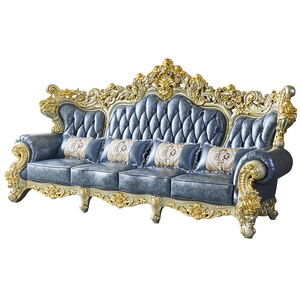 Phong Cách Châu Âu Chính Hãng <span class=keywords><strong>Sofa</strong></span> Da Thiết Lập Đầy Đủ Rắn Khung Gỗ Khắc Thiết Kế Cho Phòng Khách Căn Hộ Lớn Sang Trọng Cao Cấp - Product Image 6