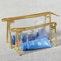 Pochette de toilette transparente en PVC avec logo personnalisé, imperméable, pour femmes et filles, organiseur de maquillage de voyage