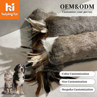 Jouet interactif pour chat en fourrure naturelle de lapin, accessoire de baguette de chat, jouet de chasse pour chat d'intérieur, vente en gros, OEM, jouet personnalisé pour animaux de compagnie