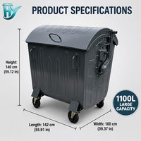 Bacs de stockage de déchets en métal bon marché 1100L capacité bennes à ordures avec roues Structure debout pour la gestion des déchets poubelle