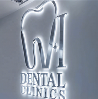 Pantalla de logotipo de la empresa, espejo dorado retroiluminado 3D, letras de canal iluminadas Led de acero inoxidable, letrero Led personalizado para dentista, letrero Led