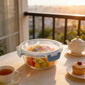 Elegante Recipiente Circular de Vidrio con Tapa Hermética, Excelente para Guardar Sales de Baño, Bolas de Algodón, Accesorio de Organización para Baño - Product Image 6