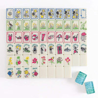 Jeu de Mahjong américain en acrylique vert émeraude, 160 tuiles, thème faune sauvage : Cactus du désert, Serpent à sonnette, Fleurs sauvages