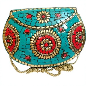 Bolso de Mano Metálico Estilo Vintage Indio Firoja, Bolsos de Hombro Tipo Sling para Mujer, Bolsos de Diseño Tipo Sobre RH-WA027 - Product Image 1